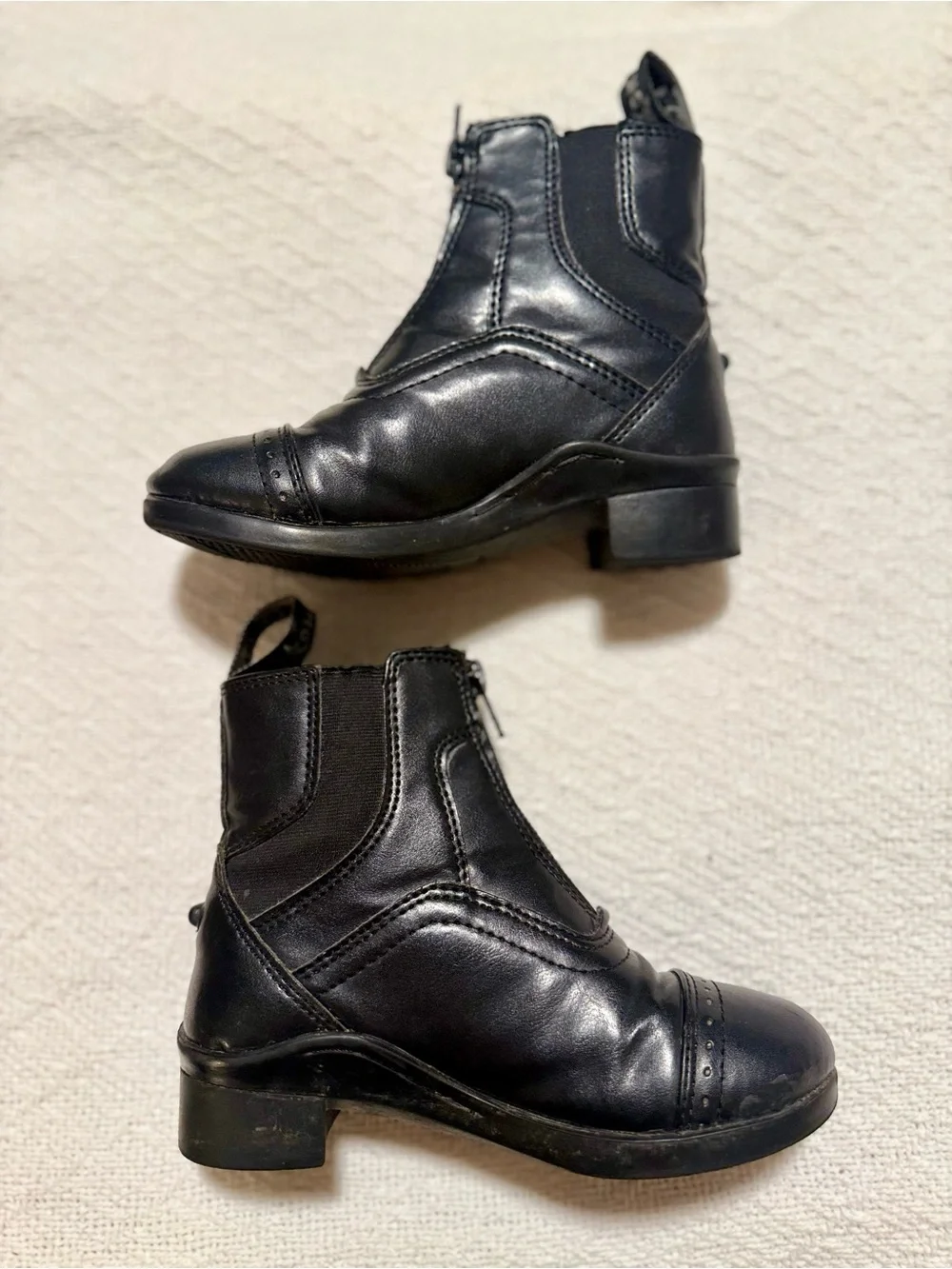 Saxon Kids Black Paddock Riding Boots Size 11 Zip Equestrian